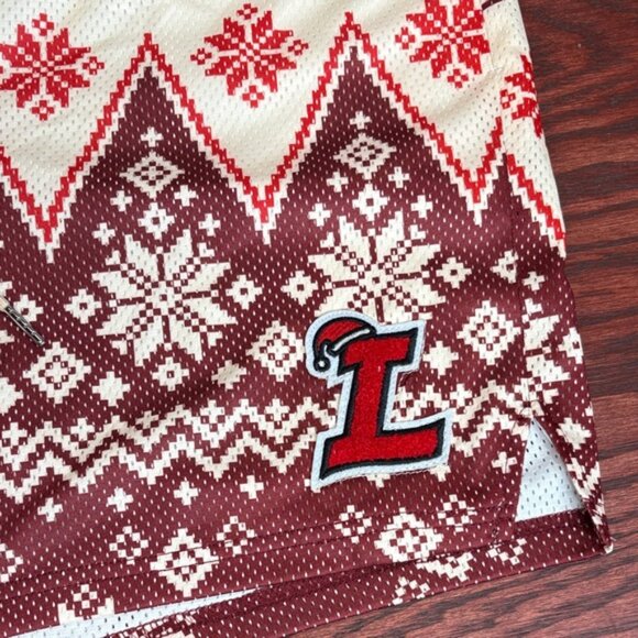 Christmas Shorts Red and Cream Santa and Reindeer. Lumber Legs - Picture 2 of 3